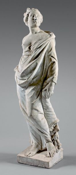 null Statue de jardin en marbre blanc représentant une allégorie de la Fortune.
XVIIIe...
