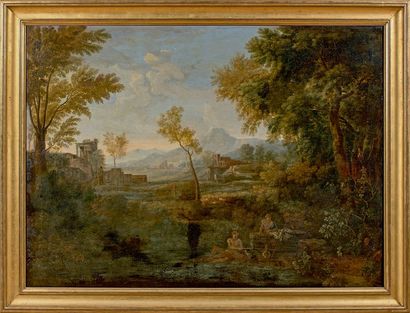 Attribué à Jan-Frans van BLOEMEN di Orizzonte (1662-1749) Paysage idéal
Huile sur...