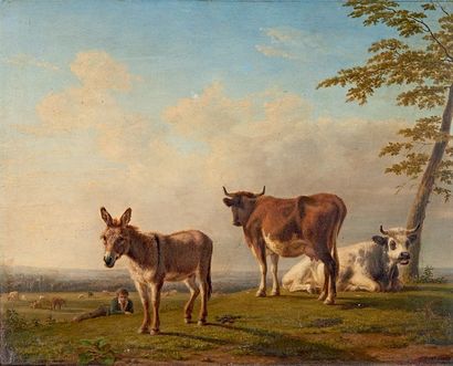 Jean-Baptiste BERRÉ (1777-1838) Troupeau dans un paysage
Huile sur panneau signé...