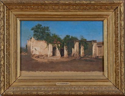 Attribué à Paul LAZERGUES (1845-1902) Paysage d'Algérie
Huile sur toile, rentoilée.
27...