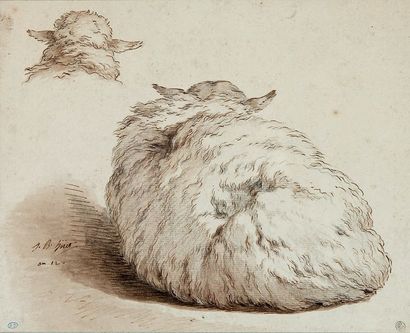 Jean-Baptiste HUET (1745-1811) Étude de mouton
Plume, lavis.
17,5 x 22 cm
Provenance:
-...
