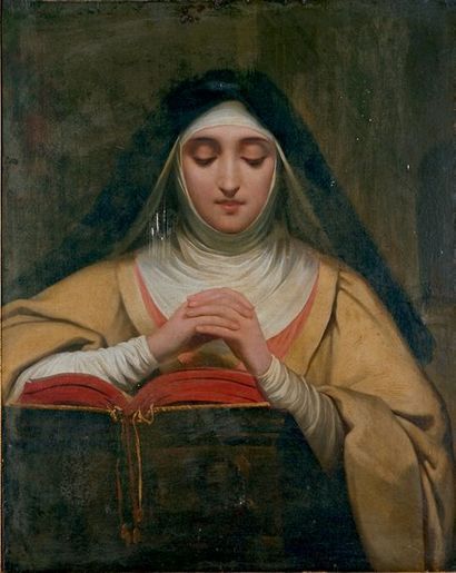 École Française du XIXe siècle Portrait de sainte Thérèse, d'après Gérard?
Huile...