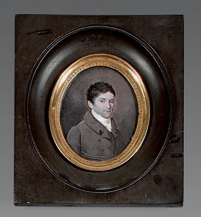 Ecole FRANCAISE vers 1800 Portrait d'homme
Miniature ovale et miniature ronde.
Hauteur:...