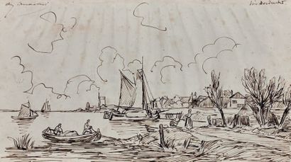 AUGUSTE ANASTASI (1820-1889) Vue de Dordrecht
Plume, signée en bas à gauche et située...