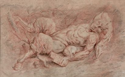 École Flamande du XVIIe siècle Figure de faune, d'après Rubens
Sanguine.
18,5 x 30...