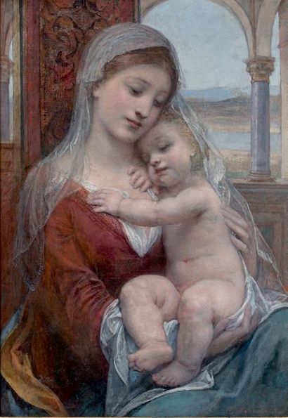 Diogène Ulysse N. MAILLART (1840-1926) Vierge à l'enfant
Huile sur toile, signée...