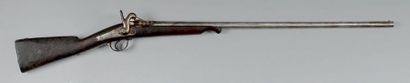 null Fusil à tabatière belge transformé pour la chasse, calibre 12.
Canon rond, tabatière...