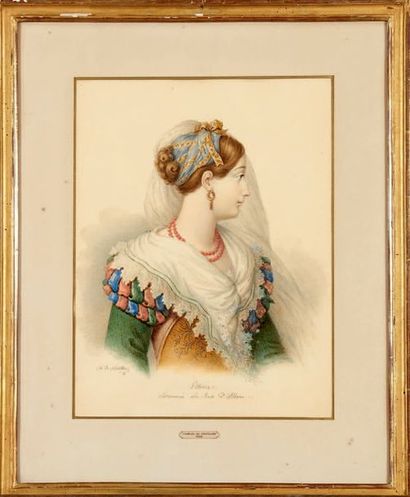 Charles de CHATILLON (1777-1844) Portrait de Victoria, dite la Rose d'Albane
Aquarelle,...