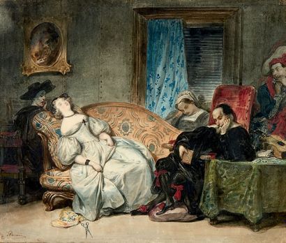 Eugène DEVERIA (1808-1865) La sieste
Aquarelle signée en bas à gauche.
19,5 x 23...