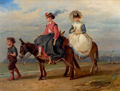 François Louis LANFANT DE METZ (1814-1892) Promenade à ânes
Huile sur panneau, signée...