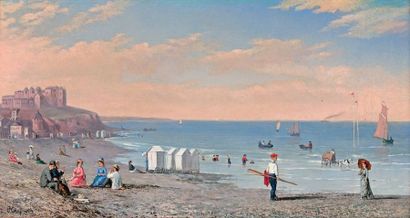 CONRAD WISE CHAPMAN (1842-1910) Voilier sur la plage de Dieppe
Huile sur panneau,...