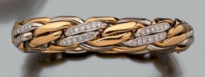 null Bracelet articulé en or jaune et gris 750 millièmes à double maillons entrelacés...