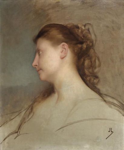 Jules LEFEBVRE (1836-1911) Portrait de femme, esquisse Huile sur toile signée des...