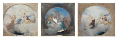 Jules LEFEBVRE (1836-1911) Études de plafonds, allégories Trois huiles signées des...