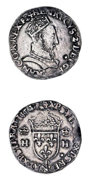 null HENRI II (1547-1559)
Teston, 1er type. 1552. Lyon.
D. 981. TTB à superbe.