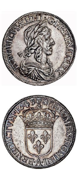 null LOUIS XIII (1610-1643)
Écu de 60 sols, 2e poinçon de Warin. 1643. Paris.
D....