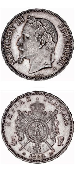 null SECOND EMPIRE (1852-1870) 5 francs, tête laurée. 1869. Paris.
G. 739. Brillant...