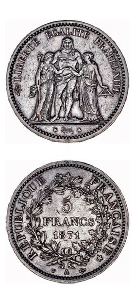 null COMMUNE DE PARIS (18 mars - 28 mai 1871) 5 francs Hercule, Camélinat. 1871....