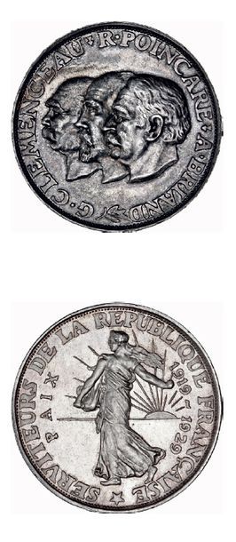 null TROISIÈME RÉPUBLIQUE (1871-1940) 20 francs (module de). 1929. 10e anniversaire...