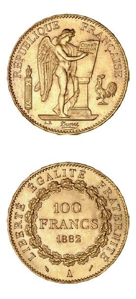 null TROISIÈME RÉPUBLIQUE (1871-1940) 100 franc or. 1882. Paris.
G. 1137.
Brillant...