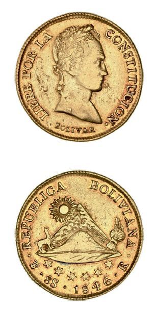 null République 8 escudos. 1846. Fr. 26. TTB.