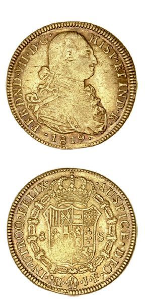 null Ferdinand VII (1808-1824) 8 escudos. 1819.
Fr. 60. Traces sur la tranche. T...