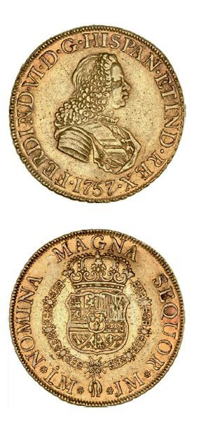 null Ferdinand VI (1746-1760) 8 escudos. 1757. Lima.
Fr. 20. TTB à superbe.