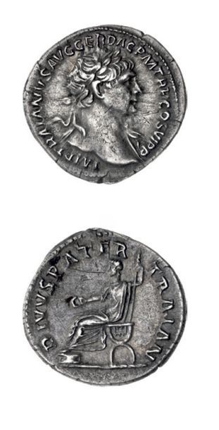 null TRAJAN (98-117)
Denier.
Son buste lauré à droite. R/ Trajan père assis à gauche.
C....