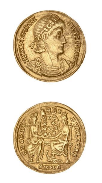 null CONSTANCE II (337-361)
Solidus. Nicomédie. 4,42 g.
Son buste diadémé à droite.
R/...