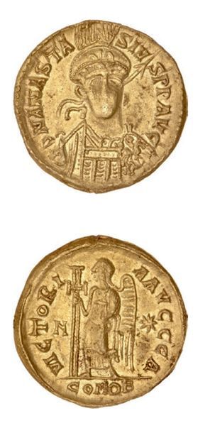 null OSTROGOTHS:
THÉODORIC (493-526)
Solidus au nom d'Anastase. Bologne (?). 4,37...
