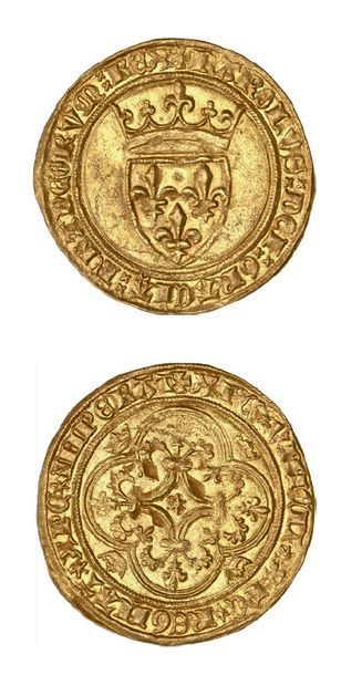 null CHARLES VI (1380-1422)
Écu d'or à la couronne. Tournai (Pt 16e).
D. 369. Flan...