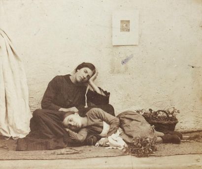 Pierre BISSON (actif de 1856 à 1882) Mère et fille, circa 1856, tirage sur papier...