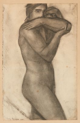 George MINNE École belge (1866-1941) Charcoal drawing on paper: Young naked woman.

Signed... Gazette Drouot