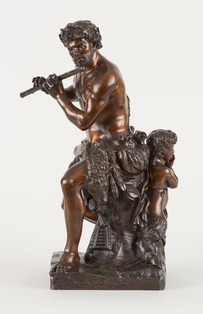 Antoine COYSEVOX École française (1640-1720) Sculpture en bronze: Faune et satyre.

Signée:... Gazette Drouot