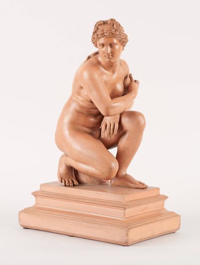 Travail du 19e. Sculpture en terre cuite: Vénus accroupie.
D'après Antoine Coysevox.
Poids:... Gazette Drouot