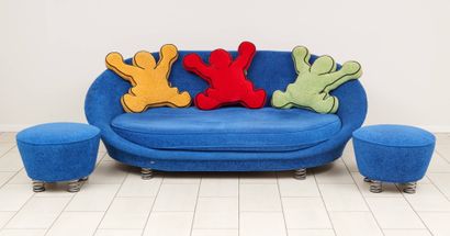 Design américain Keith Haring, Édition Bretz. Meuble: Important canapé corbeille,... Gazette Drouot