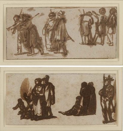 Henrick GOUDT (Utrecht 1585 - ? vers 1630) Etudes de personnages Deux dessins sur...