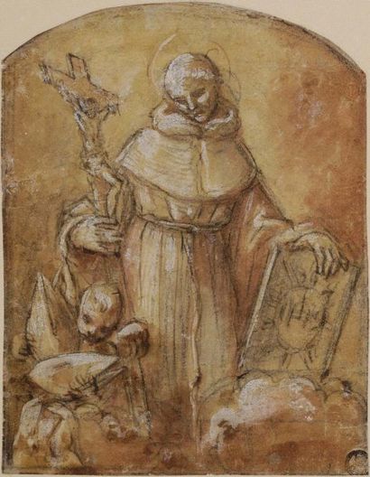 Giacomo CAVEDONE (Sassuolo 1577 - Bologne 1660) Saint Bernardin de Sienne Pierre...