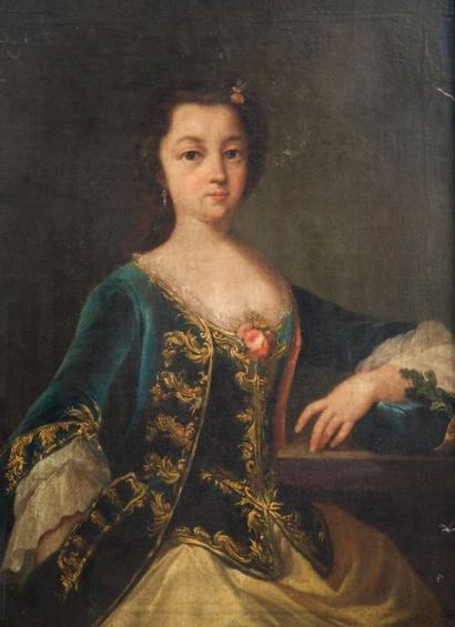 Ecole vénitienne du milieu du XVIIIème siècle Portrait de jeune femme à la veste...