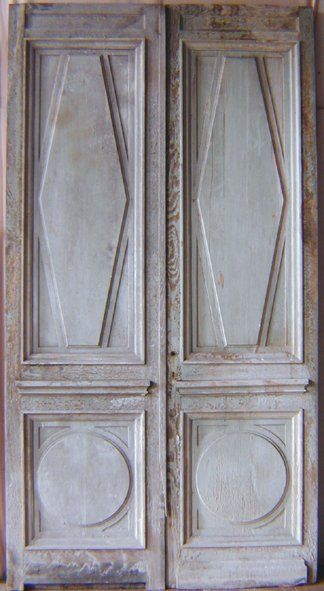 null Paire de portes en bois peint Haut : 248,5 cm Larg : 131 cm XIX ème siècle 