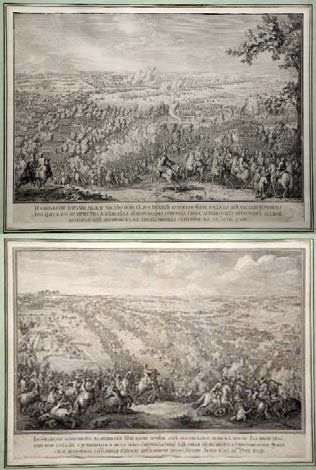 Charles SIMONNEAU La bataille de Poltava deux planches, gravées d'après Martin Le...