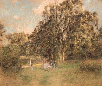 Léon LHERMITTE (1844-1925) Mont Saint Père, le jardin de l'artiste, 1921 (le peintre...