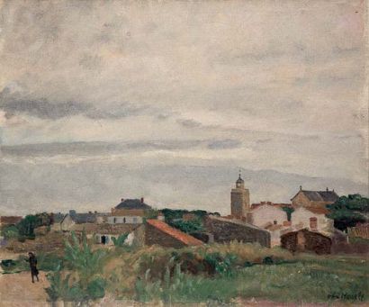 Willem VAN HASSELT (1882-1963) Vue d'un village Huile sur toile signée en bas à droite...