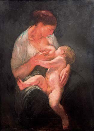 Michel SIMONIDY (1870-1933) L'enfant Huile sur toile signée en bas à gauche, Porte...