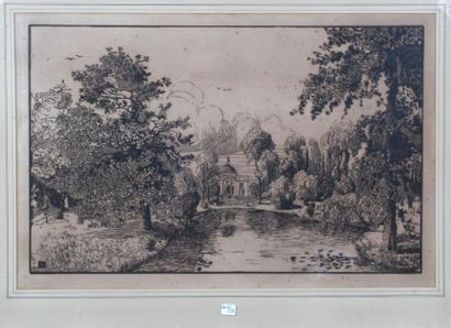 Georges Le MEILLEUR (1861-1945) Estampe, Bagatelle Signé 42,5x64 cm