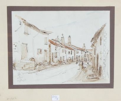 Georges Le MEILLEUR (1861-1945) Arbois 31 janvier 1923 Plume et aquarelle monogrammée...