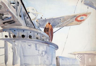 André NIVARD (1880-1969) Le Tourville et le georges Leygue Deux aquarelles 37x54...