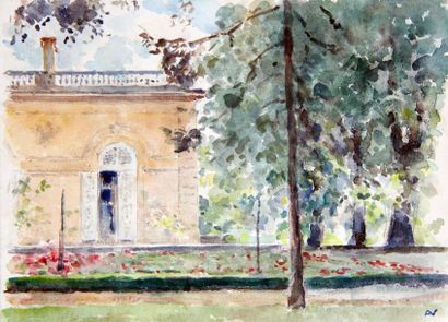 André NIVARD (1880-1969) Parc et intérieurs Lot d?aquarelles
