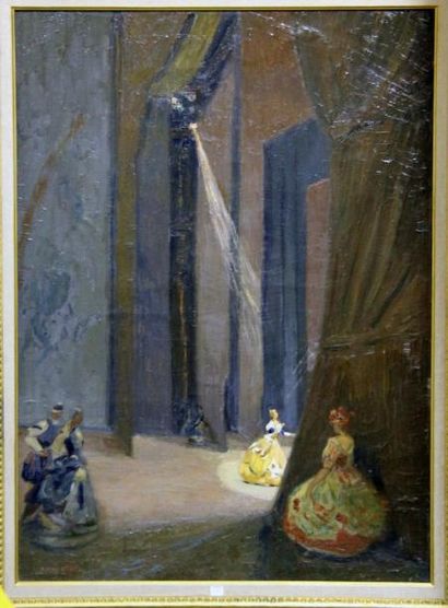 André NIVARD (1880-1969) Castor et Pollux à l?Opéra Huile sur toile Signé en bas...