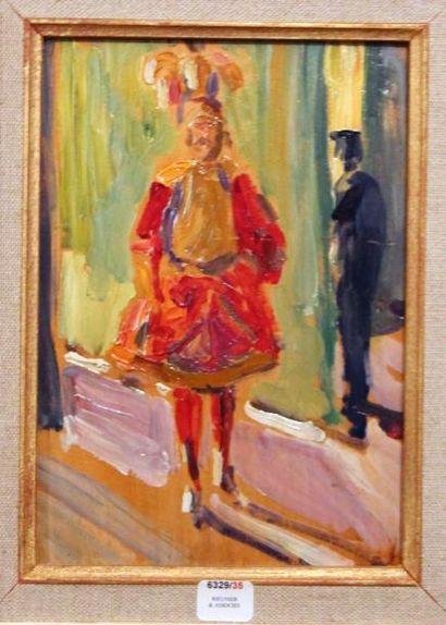André NIVARD (1880-1969) Anna Johnson à l?Opéra, Costume de castor et Pollux, intérieur...